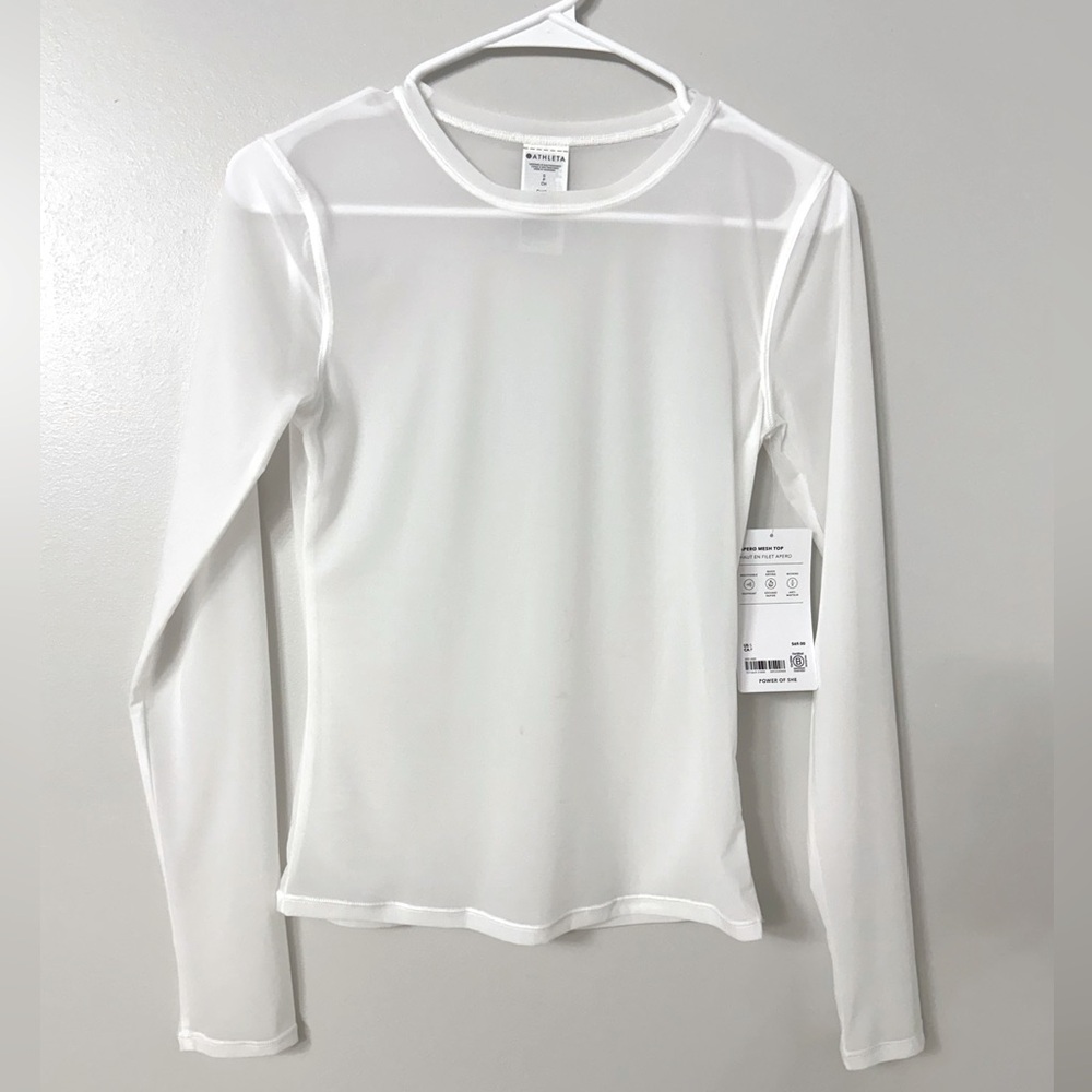 Athleta Sheer White Mesh Long Sleeve